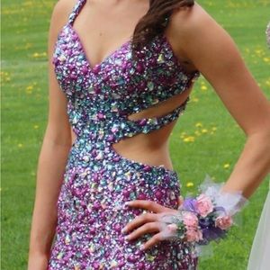 Prom Dress Purple/Blue Gems